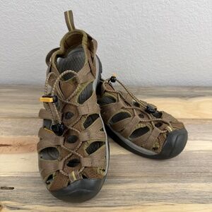 Keen Fisherman Sandals Tan Black Leather Rubber Women's 7 Men's 6, Watersports